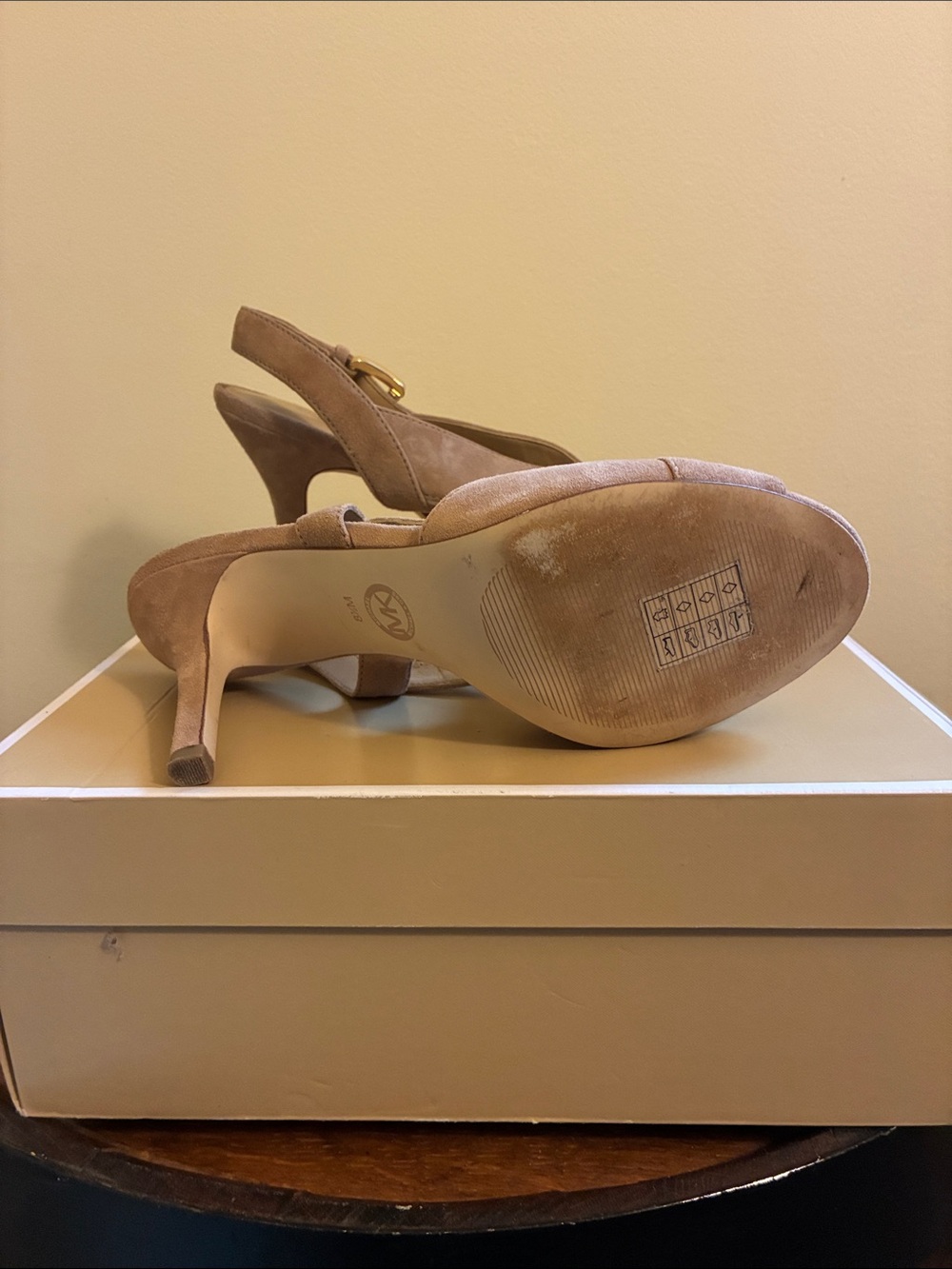 Michael Kors Beige Suede Crisscross Slingback Heels - Picture 3 of 3